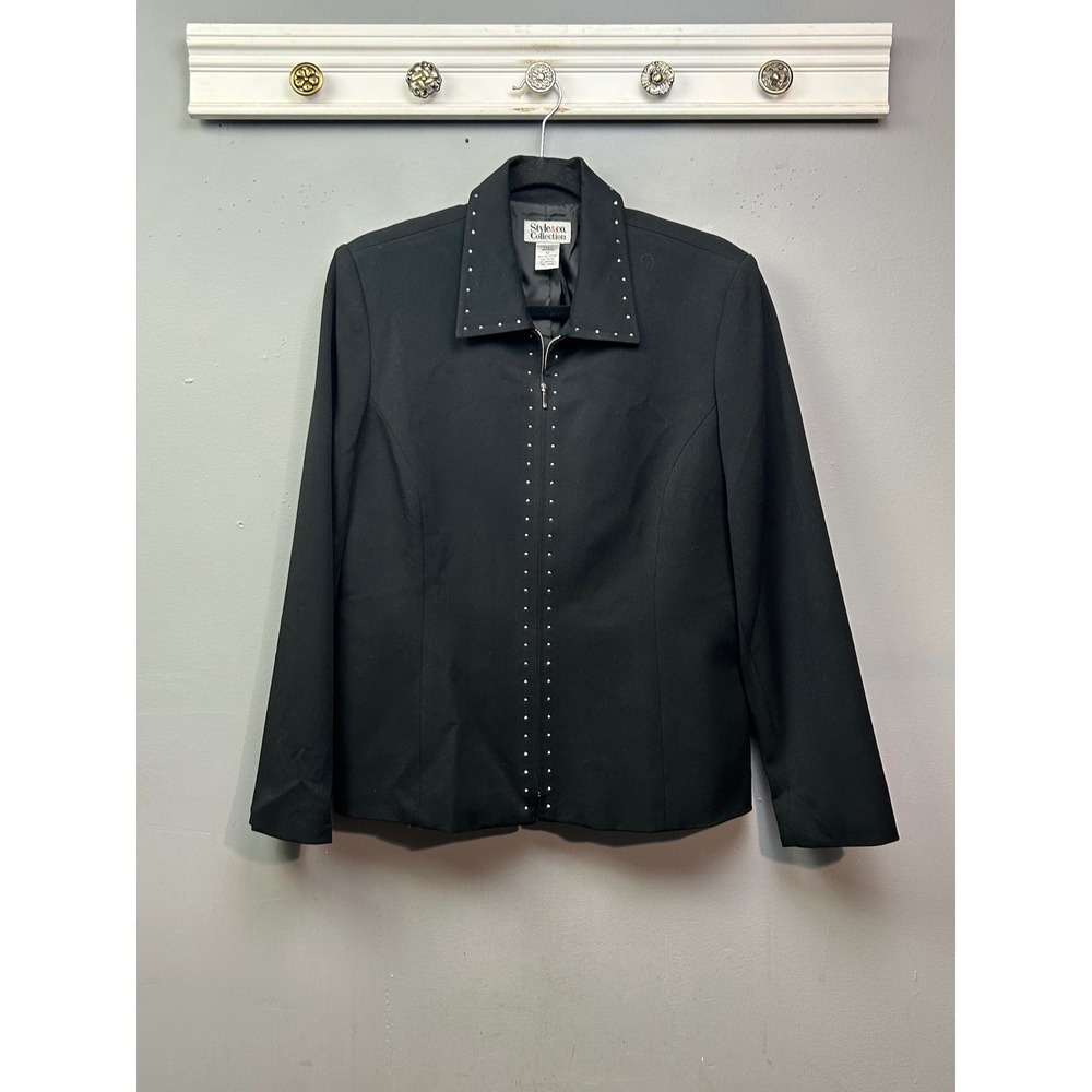 Style‎ & Co. Collection Black Blazer Jacket Womens 10 Studded Career Business